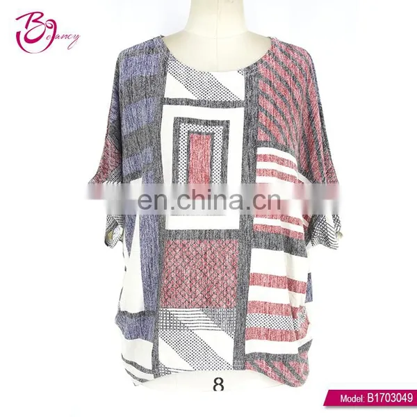 Customizable Checked Casual Print Fat Women Latest Blouse photo-3