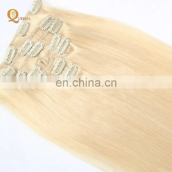 Factory Wholesale Platinum Blonde Indian Human Hair 150g 220g Remy Clip in Hair Extension photo-5