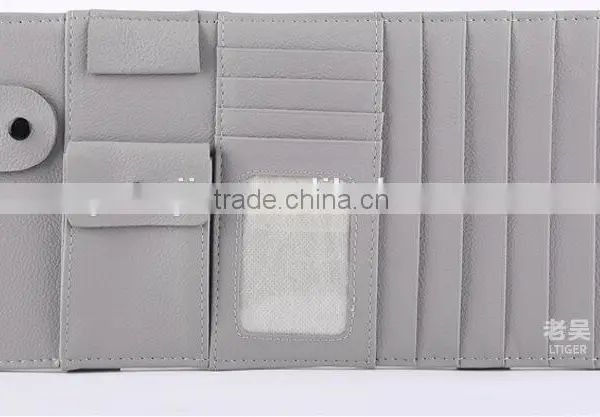 New Multi-function 7pcs Disks CD DVD Glasses Cards Sotre Case Holder Bag for Auto Vehicle Truck Sun Visor Organizer Beige photo-3