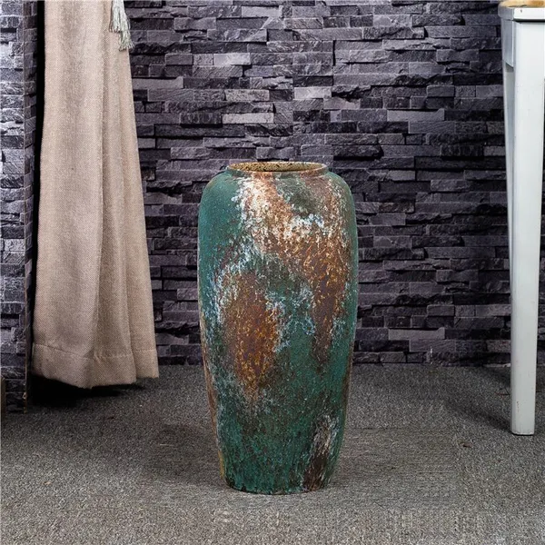 Retro American Countryside 0.5 0.6 0.7 Meter Large Green Ceramic Vase For Home Study Decor photo-2