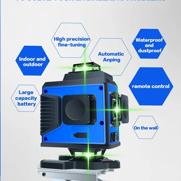 4D Automatic Leveling 360-degree Rotary 16-lineGreen Laser Levels photo-5