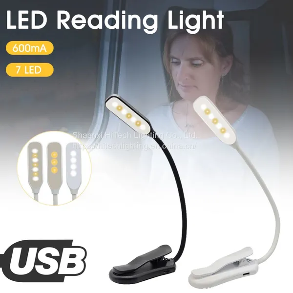Portable Desk Reading Light Rechargeable Flexible Clip On Book Lights for Home Office Dorm Night Light photo-3