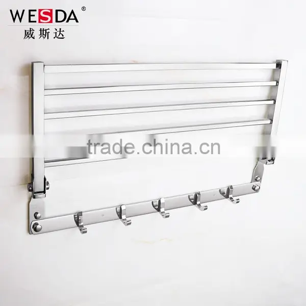 Wesda 90 Degree Rotation Bathroom Wall Towel Shelf With Hooks A0107 photo-4