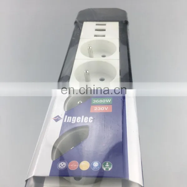 Yiwu Jinmin Ingelec 5 Way AC Power Supply 2 USB Plugs Outlet Extension Sockets With Surge Protector 230V 16A For Euro/Russia photo-3