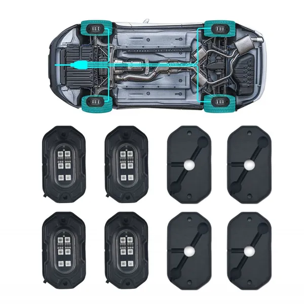 12V Car Underglow Led Lights Door Welcome Lights RGB Flash Open Warning Lamp Remote Control Interior Atmosphere Strip Light photo-4