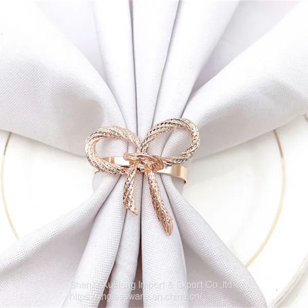 Factory Wholesale Hotel Western Restaurant Gold Western Style Butterfly Bow Tie Metal Napkin Ring photo-2