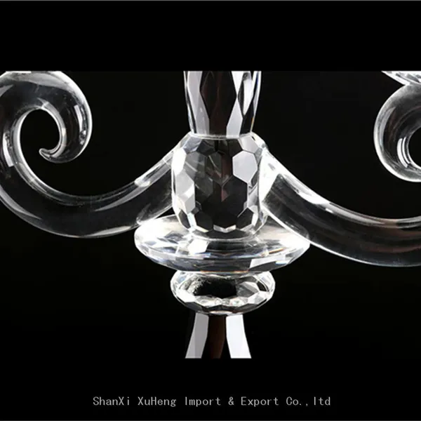 Wholesale Custom Crystal Glass Candle Holder Wedding Decor 3 Arms Candlesticks Crystal photo-5