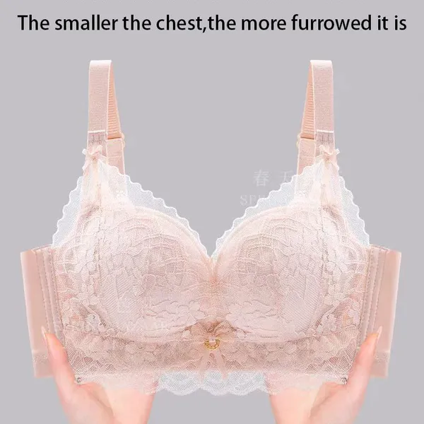Factory Sale Womens Lace Underwire Padded Plus Size Bra Sexy Lace 3/4 Cup Bra photo-4