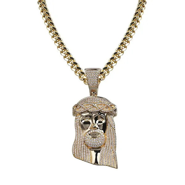 Hip Hop AAA CZ Zircon Stone Paved Bling Iced Out Big JESUS Piece Pendants Necklace for Men Rapper Jewelry Gold Color photo-2