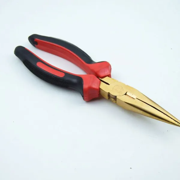 Non Sparking Long Nose Pliers 6-Inch with Insulated Handles 1.5mm Tip 100% Spark-Free Material
