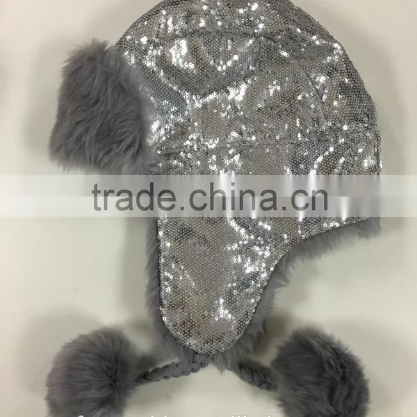 High Quality Children Sequin Trapper Hat With Soft Faux Fur Lining photo-2