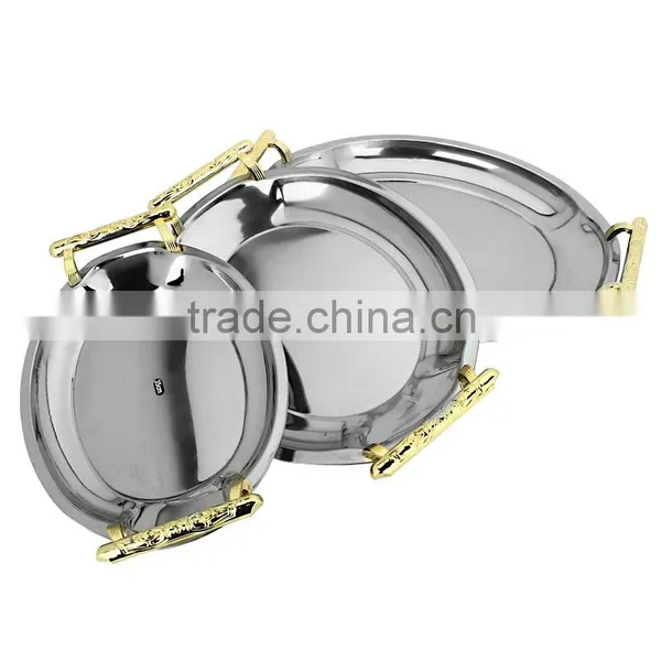 Fashion India Wedding Decoration Tray Vintage Metal Serving Tray With Handles photo-2