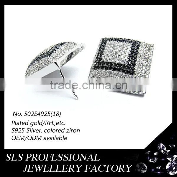 2015 American Funky Style Colorful CZ 925 Silver Rhodium Plated Butterfly Push Stud Earrings photo-3