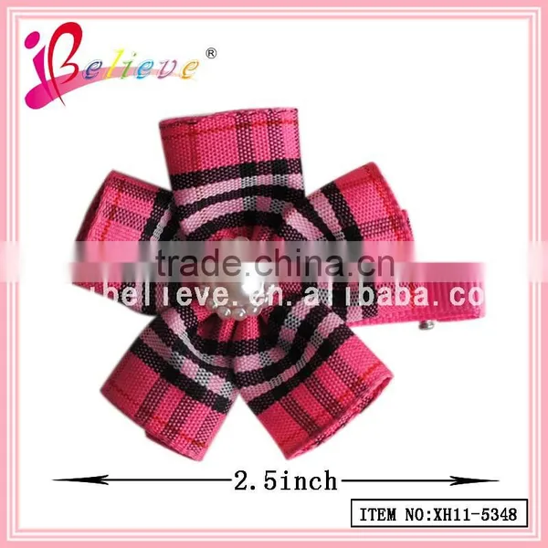 Cotton Grid Flower Hair Clip Wholesale Girls Hair Flower,hair Flower Clips photo-6
