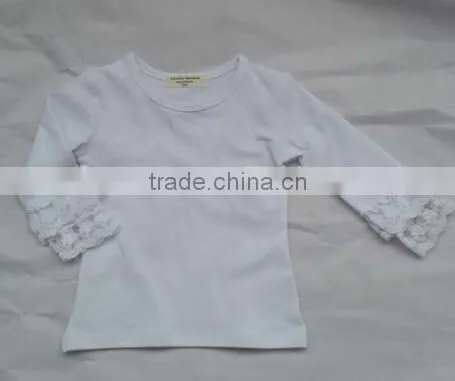 Baby Classic Style Long Sleeve Lace Shirt,Ivory White Lace T Shirts for Girls photo-2