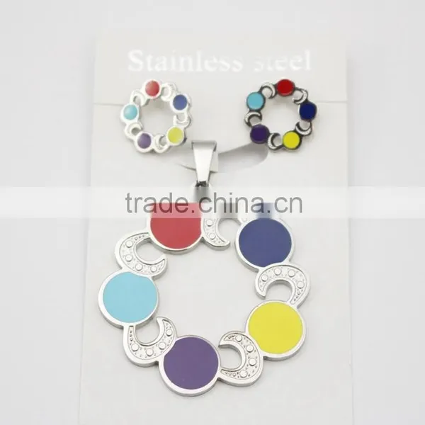 Newest Fashion Enamel Flower Girl Dress Elegant Flower Rainbow Jewelry Set
