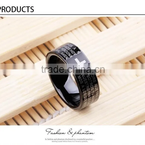 Fashion Jewelry Manufacturer China Cross Prayer Tungsten Carbide Ring photo-2