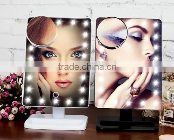 New Products Two Sides Foldable Solid Colored Portable LED Light Pocket Makeup Mirror photo-6