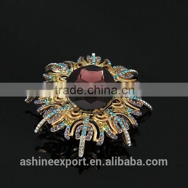 Generous Oval Bulk Crystal Sun Flower Rhinestone Brooch/handmade Rhinestone Brooch photo-4