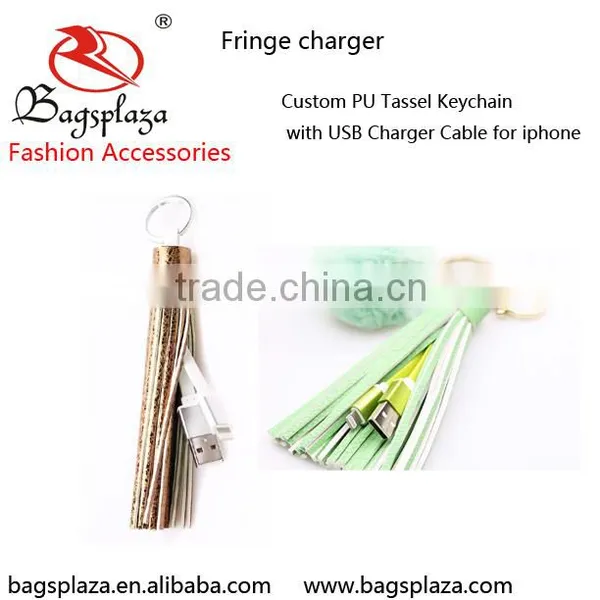  China Online Shopping Fashionable Tassel Keychain USB Data Wire Cable