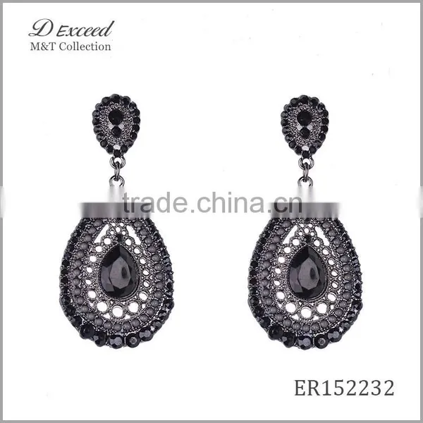 Yiwu Jewelry Factory D Exceed Fashion Crystal Silver Plating Water Drop Earrings Resin Alloy Dangle Earrings photo-3