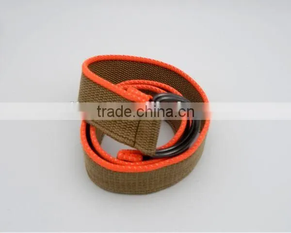 Canvas Belt Ouble D-ring Buckles Knitted Men Belt Multy-ply Fabric Cotton Belt Cheap Price photo-3