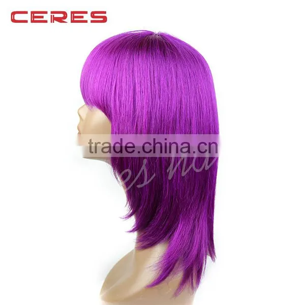 Wholesale Silky Straight Purple Color Brazilian Lace Wig for Black Women photo-3