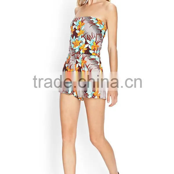2014 Women Tropical Floral Strapless Romper Women Romper photo-4