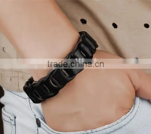 Stainless Steel Genuine Leather Bracelet photo-4