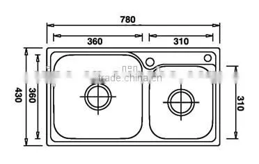 Top-Mount / Drop In Stainless Steel Double Bowl Kitchen Sink UC03 photo-2