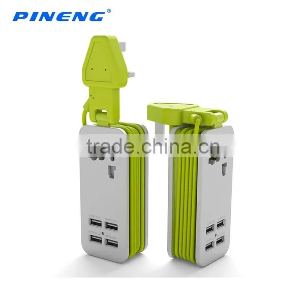 UK Extension Socket With 4 USB Outputs Wall Charger Plug