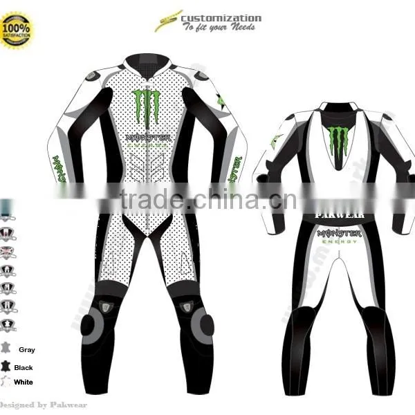 Women Motorbike Leather Suits & Black and White Combination / Style-PW-1122
