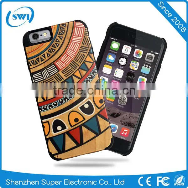 2016 Low Price China Mobile Phone Real Wooden Bamboo 3D Colourful Pattern Cover Cases For IPhone 6 6S 7 Plus Back Case photo-2
