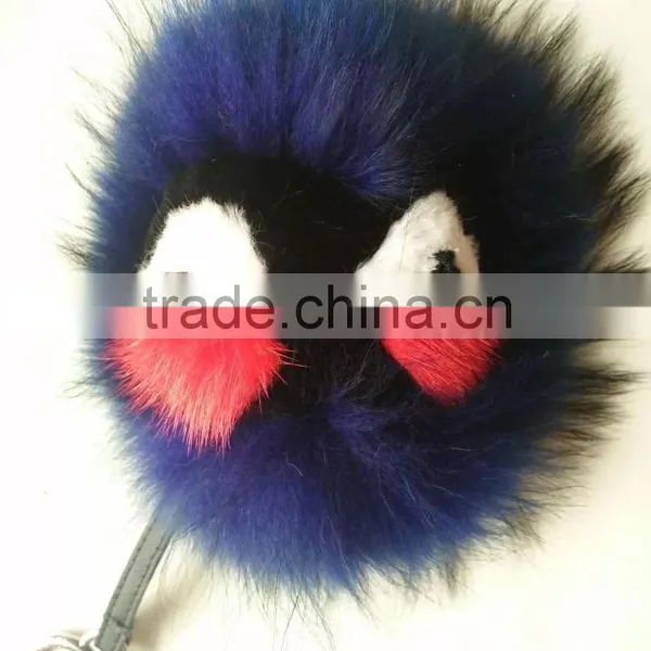 Factory Cute Style High Quality Real Fox Fur Monster Doll Keychain Charm for Bag photo-5
