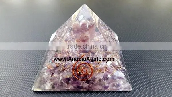 Amethyst Orgone Pyramid With Amethyst Angel