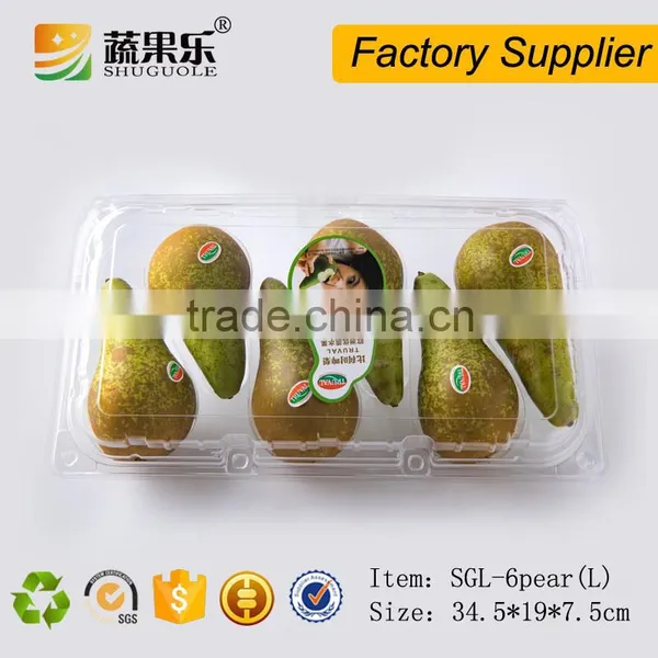 Eco-friendly Disposable Clear Plastic Pear Fruit Clamshell Packaging Box photo-4