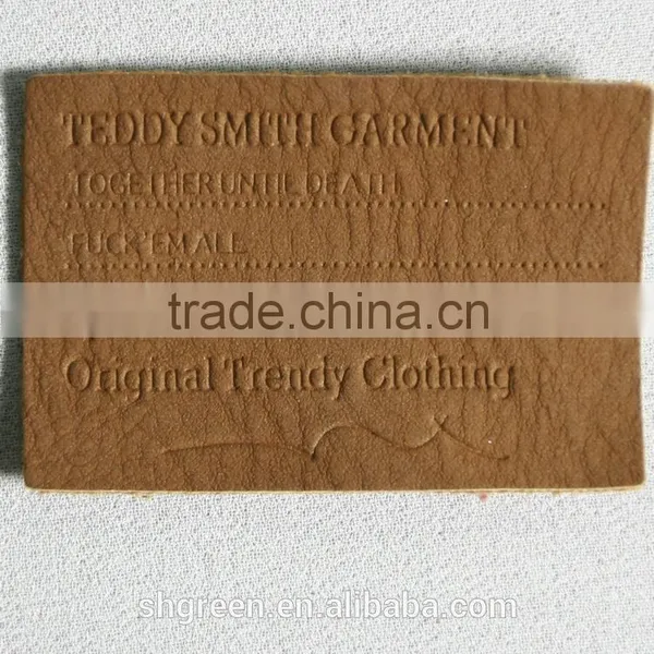 Embossed Bear Logo Leather Label for Suits photo-6
