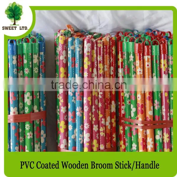 Cleaning Tools Mops Handle Colorful Fower Design Wood Broom Stick