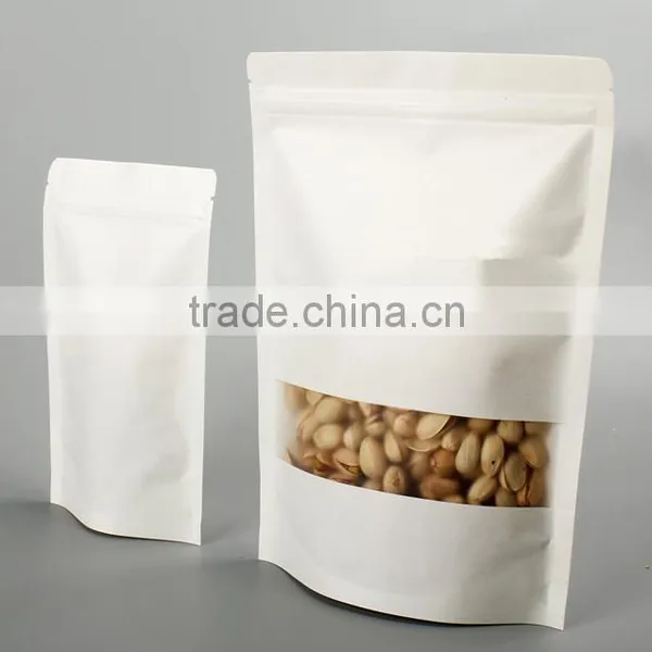 Custom Print Sealable Stand up White Kraft Paper Bag With Clear Window photo-3