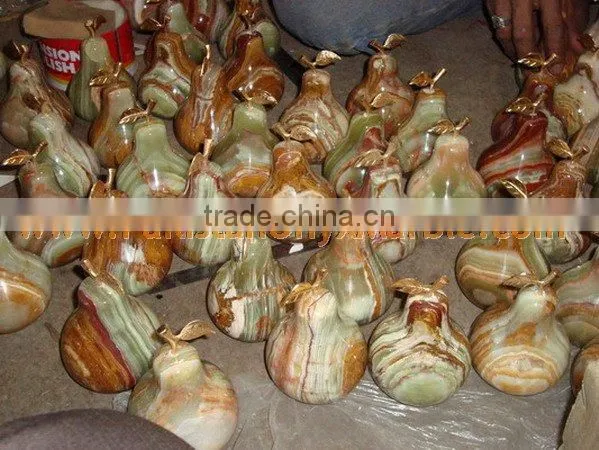 Pakistan Best Price KITCHEN AND DINING DECORATION ONYX PEAR WITH BRASS LEAF HANDICRAFTS photo-4
