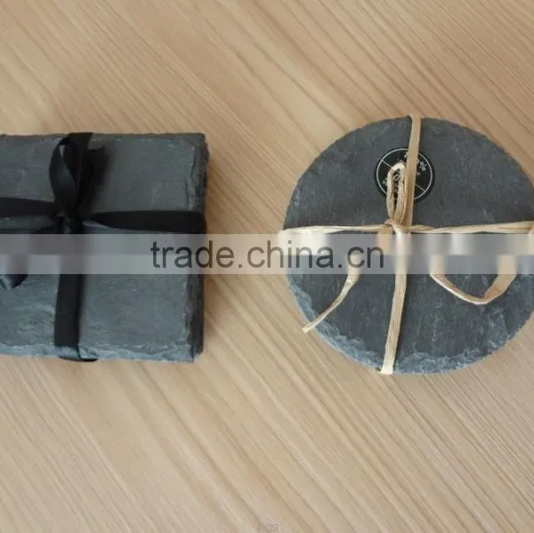 Natural Lazed Black Slate Coaster With Sea Shell Designs photo-3