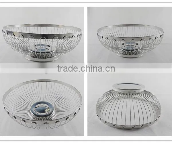 Different Size Round Shape Metal Wire Fruit Basket Chrome photo-4