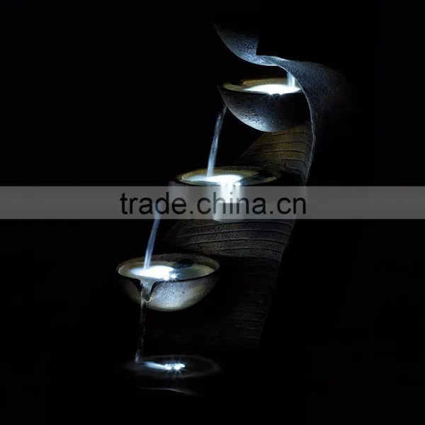 Modern Curved Cascading Zen Fountain With LED Light photo-4