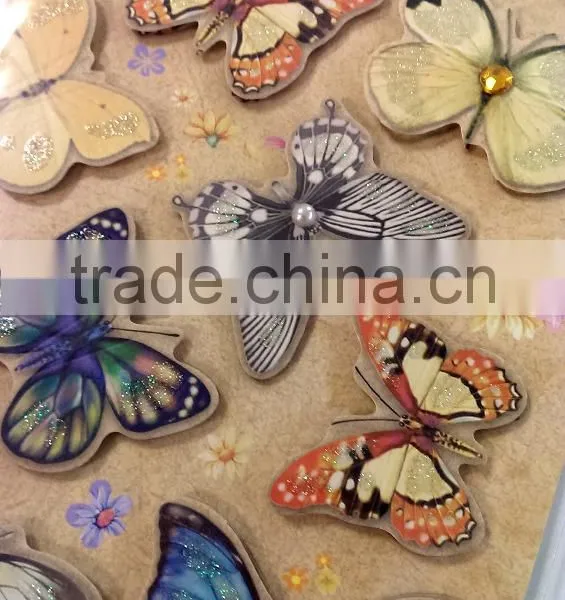 Butterfly Design Sticker With Glitter, Craft Decorative Shinny Glitter Sticker With Gems photo-6