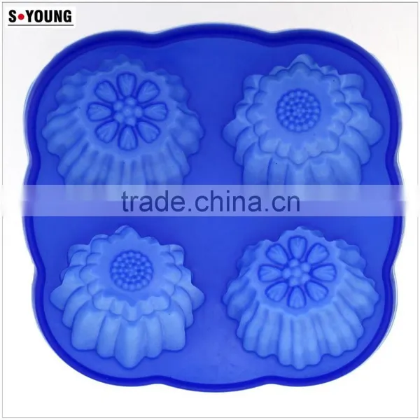 10135 Four Cells Flowers Silicone Mould photo-2