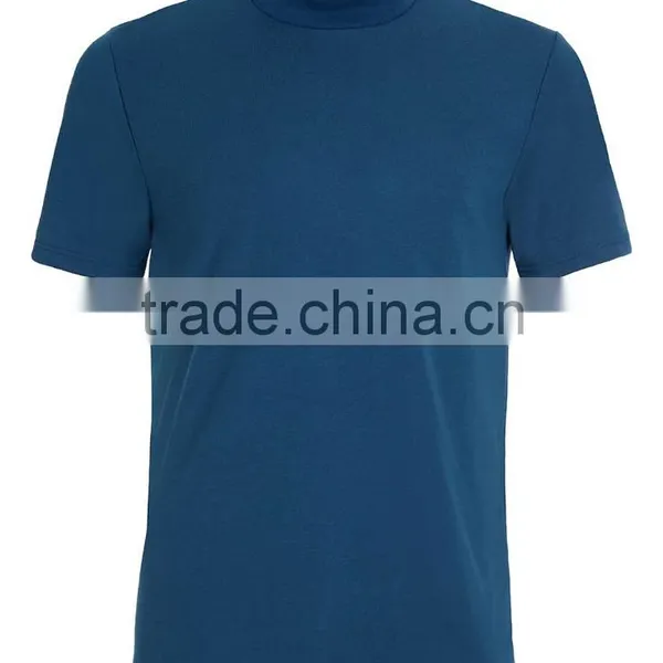Blue Long Sleeve Classic Fit Turtle Neck T-Shirt for Male 2015 New Arrival t Shirts photo-4