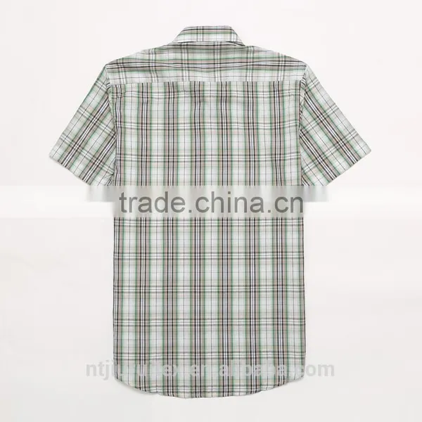 Plaids 100% Organic Cotton Yarn Dyed Shirt, Men Casual Short Sleeve Shirt photo-2