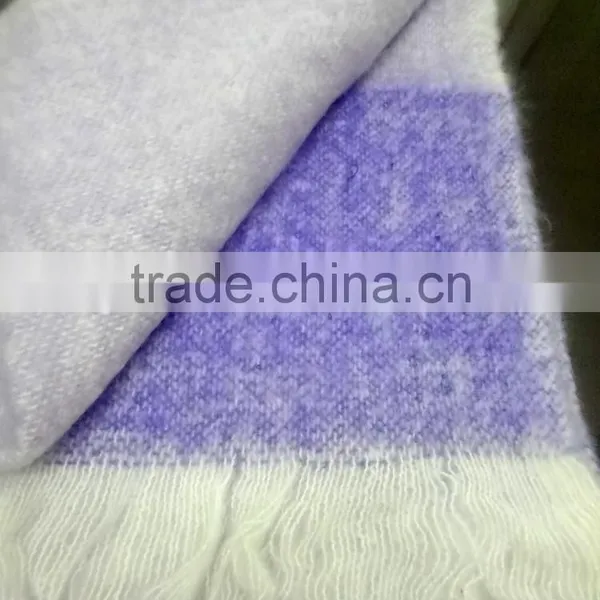 Purple and While Fliuffy Shawl With Long Tassles, Wholesale Acrylic Shawls From India photo-2