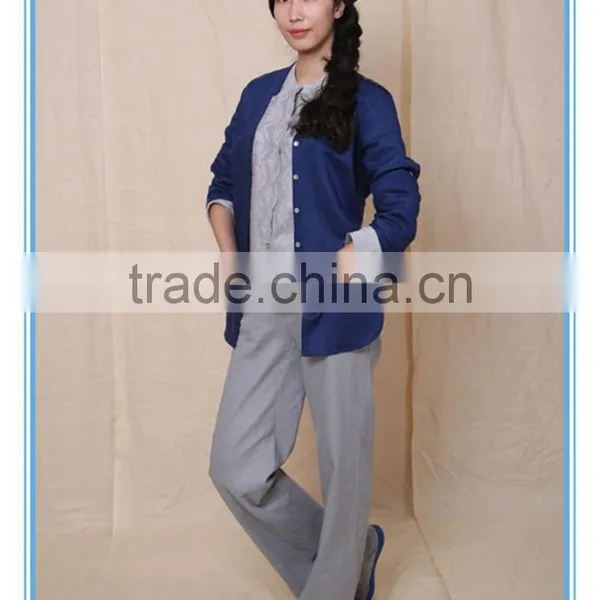 Top Fashion Women Linen Loose Pants In Garment Dye photo-3