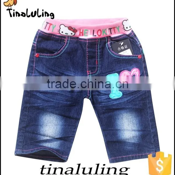 New Girls Denim Jeans Children Hello Kitty Short Jeans Children Clothing photo-2